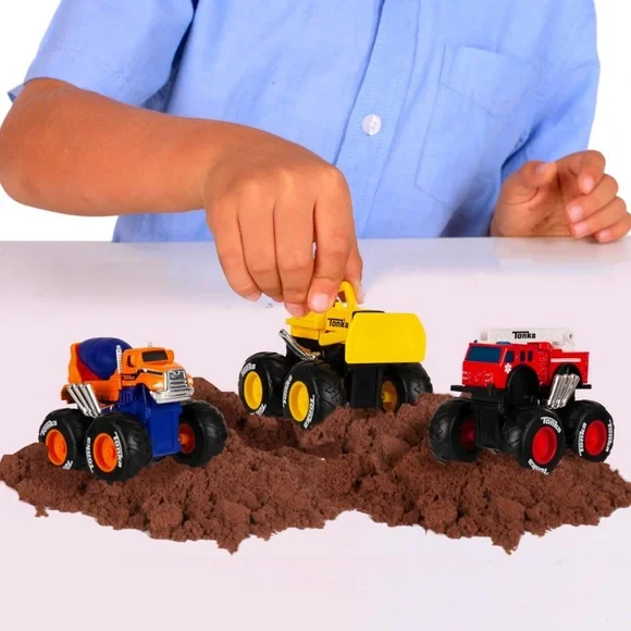 Tonka Monster Metal Movers 3-Pack Front Loader, Fire Truck & Cement Mixer - Picture 2 of 4